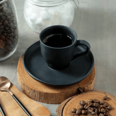 Jogo 6 Xícaras de Café com Pires Bio Preto Matte 120ml - Ela Decora